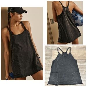 NWOT Free People Hot Shot Mini Dress w/ Shorts Washed Black Size Small